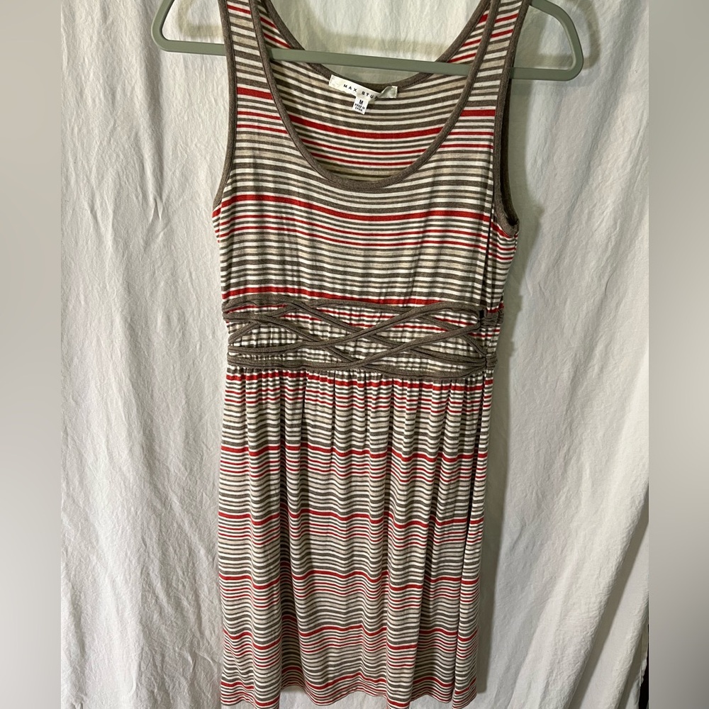 Max Studio Striped Sleeveless Dress - Red, Brown, and Cream. Perfect condition.